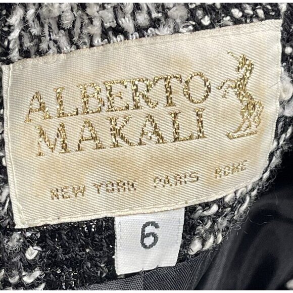 VTG ALBERTO MAKALI Womens SIZE 6 Black/White Tweed  JACKET Jewels Buttons *Flaw* - Picture 8 of 9